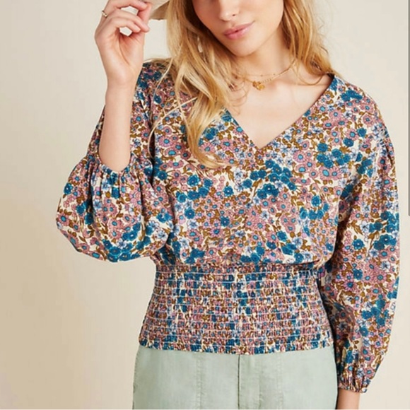 Maeve Odette Smocked Blouse - Picture 1 of 4